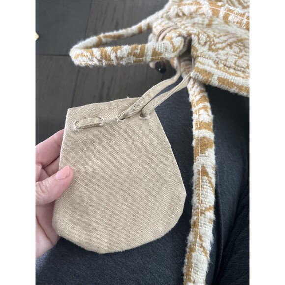 Vintage Yellow Cream Large Shoulder Bag Wooden Toggle Buttons - Picture 5 of 8